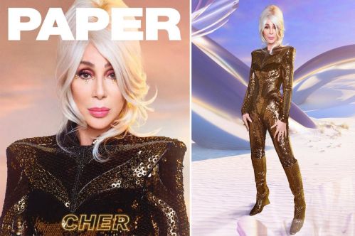 Cher is 'as fierce as ever' at 77 in sequined catsuit and face gems on Paper magazine cover